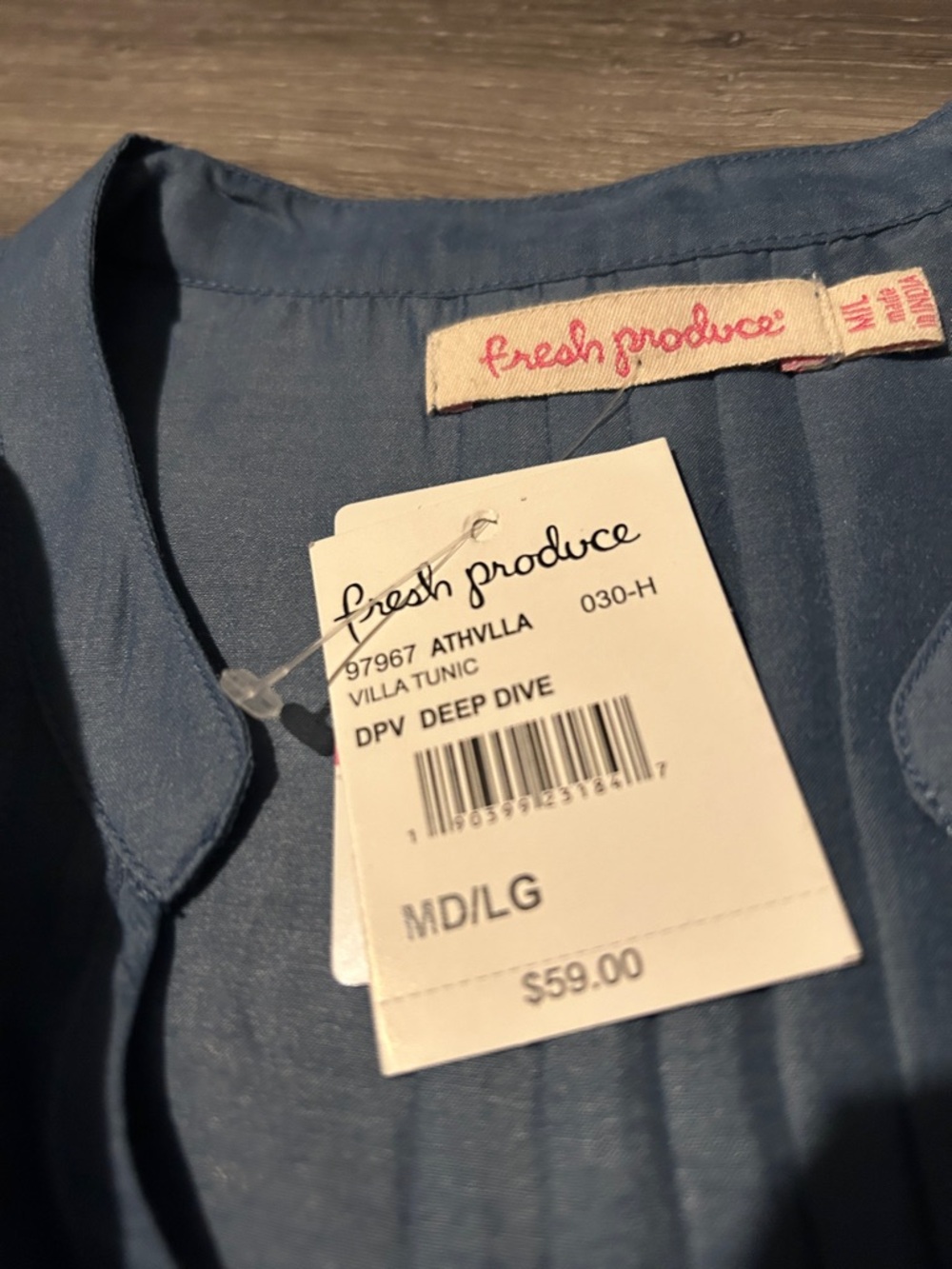 fresh produce Slate Blue Pintuck V-Neck Tunic - Picture 7 of 7